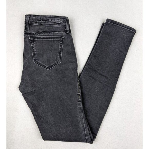 ROCK REVIVAL KATHRYN LEGGING - WOMENS GRAY DISTRESSED RHINETONE SKINNY JEANS 27 - Picture 2 of 12